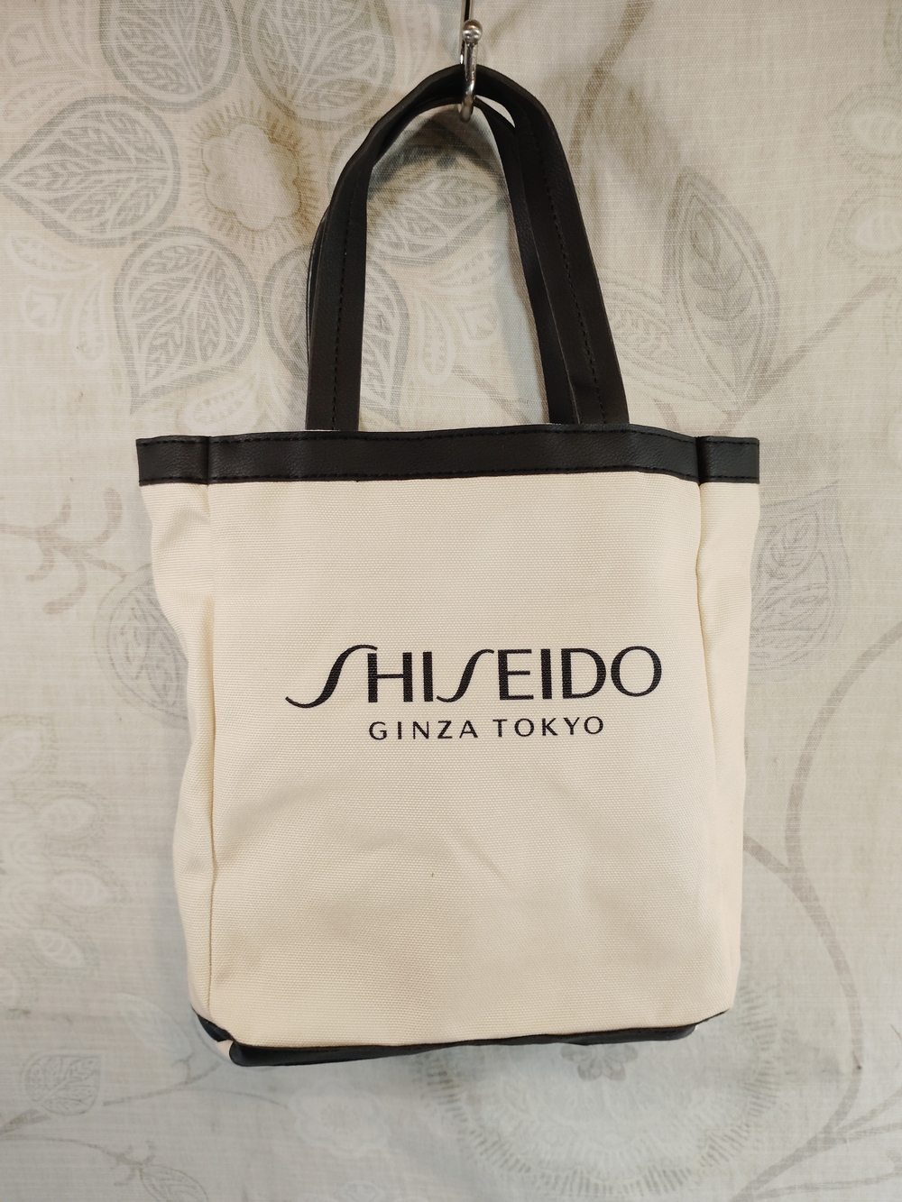 Shiseido Cream Canvas Tote Bag with Black Trim